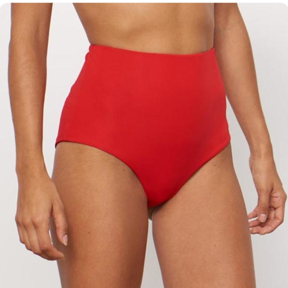 NWT Mara Hoffman  LYDIA High-Waisted Red Bikini Bottom red